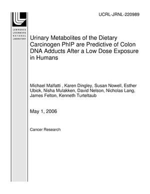 Urinary Metabolites of the Dietary Carcinogen PhIP are Predictive of Colon DNA Adducts After a Low Dose Exposure in Humans