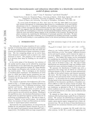 Spacetime thermodynamics and subsystem observables in akinetically constrained model of glassy systems