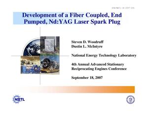 Development of a fiber coupled, end pumped, Nd:YAG laser spark plug