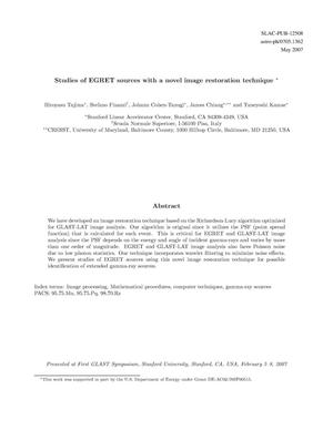 Studies of EGRET Sources with a Novel Image Restoration Technique