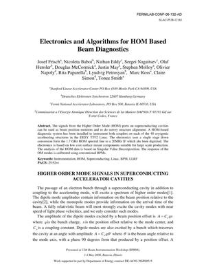 Electronics and Algorithms for HOM Based Beam Diagnostics