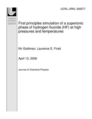 First principles simulation of a superionic phase of hydrogen fluoride (HF) at high pressures and temperatures