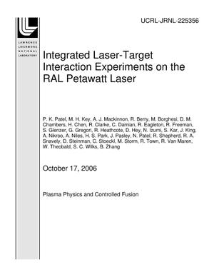 Integrated Laser-Target Interaction Experiments on the RAL Petawatt Laser