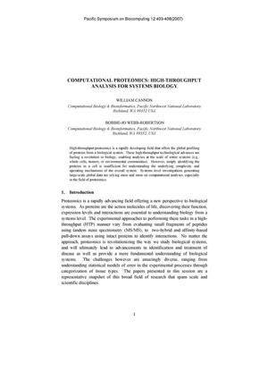 Computational Proteomics: High-throughput Analysis for Systems Biology