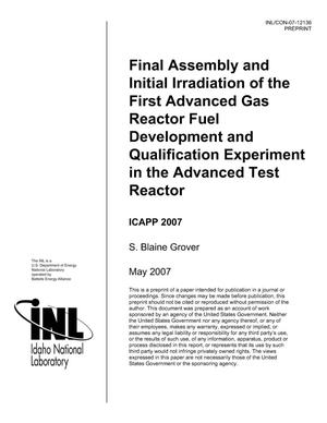 Final Assembly and Initial Irradiation of the First Advanced Gas Reactor Fuel Development and Qualification Experiment in the Advanced Test Reactor