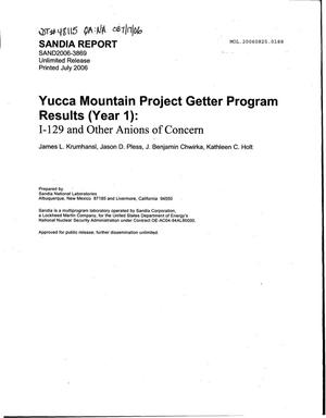 Yucca Mountain Project Getter Program Results (Year 1) I-I29 and Other Anions of Concern