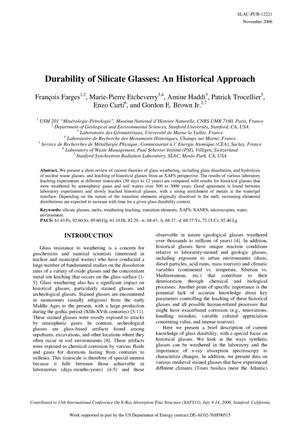 Durability of Silicate Glasses: An Historical Approach