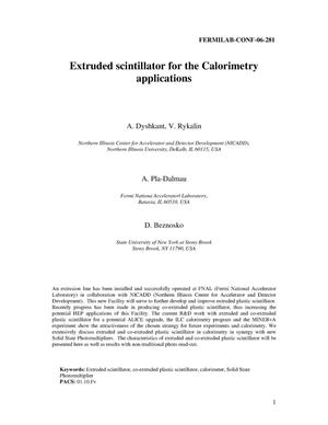Extruded scintillator for the calorimetry applications