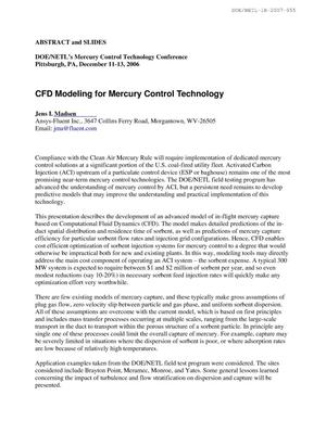 CFD Modeling for Mercury Control Technology