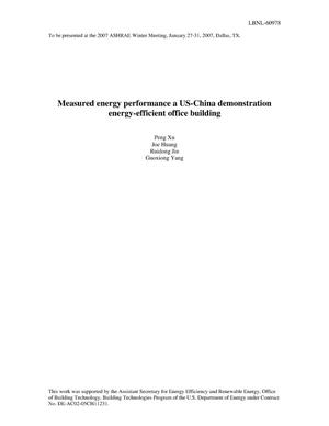 Measured energy performance of a US-China demonstrationenergy-efficient office building