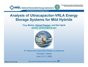 Analysis of Ultracapacitor-VRLA Energy Storage Systems for Mild Hybrids