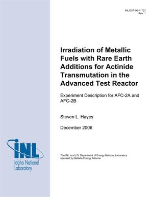 Irradiation of Metallic Fuels with Rare Earth Additions for Actinide Transmutation in the ATR. Experiment Description for AFC-2A and AFC-2B