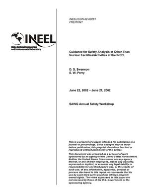 Guidance for Safety Analysis of Other Than Nuclear Facilities/Activities at the INEEL