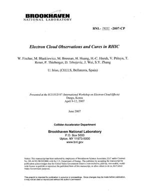 Electron Cloud Observations and Cures in Rhic.