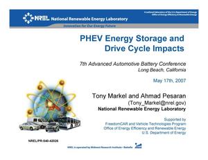 PHEV Energy Storage and Drive Cycle Impacts