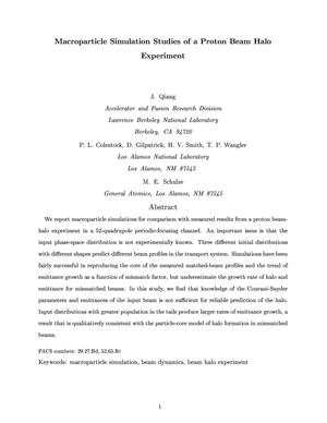 Macroparticle simulation studies of a proton beam haloexperiment