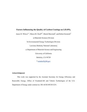 Factors Influencing the Quality of Carbon Coatings onLiFePO4