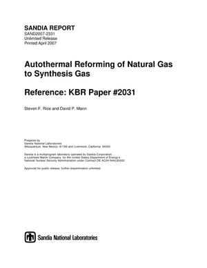 Autothermal reforming of natural gas to synthesis gas:reference: KBR paper #2031.