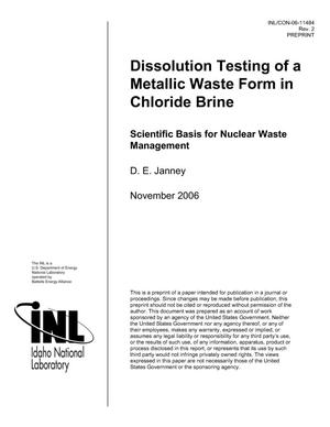 Dissolution testing of a metallic waste form in chloride brine