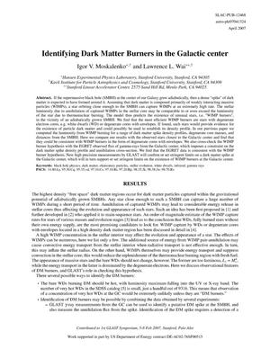 Identifying Dark Matter Burners in the Galactic Center