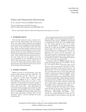 Cham and Charmoniium Spectroscopy