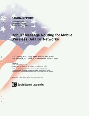 Robust message routing for mobile (wireless) ad hoc networks.
