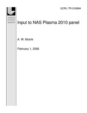 Input to NAS Plasma 2010 panel