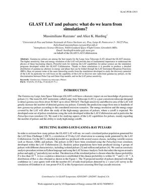 GLAST LAT And Pulsars: What Do We Learn from Simulations?