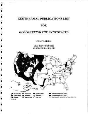 Geothermal publications list for Geopowering the West States