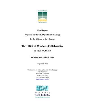 The Efficient Windows Collaborative: Final Report