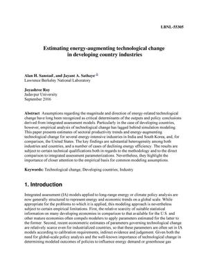 Estimating energy-augmenting technological change in developingcountry industries