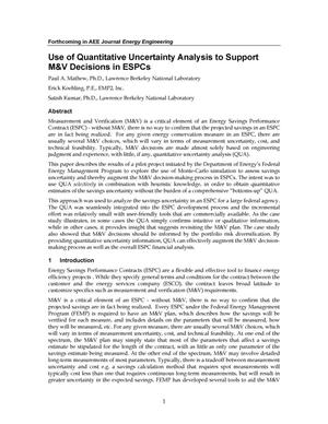 Use of Quantitative Uncertainty Analysis to Support M&VDecisions in ESPCs