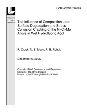 The Influence of Composition upon Surface Degradation and Stress Corrosion Cracking of the Ni-Cr-Mo Alloys in Wet Hydrofluoric Acid