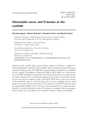 Metastable Vacua and D-branes at the Conifold