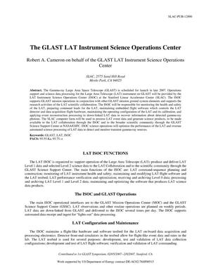 The GLAST LAT Instrument Science Operations Center