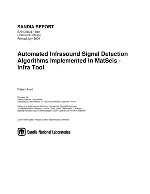 Automated infrasound signal detection algorithms implemented in MatSeis - Infra Tool.