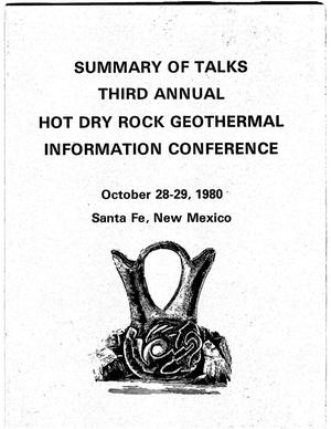 Summary of talks third annual hot dry rock geothermal information conference