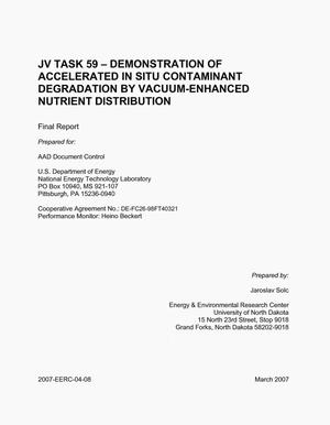 JV Task 59-Demonstration of Accelerated In Situ Contaminant Degradation by Vacuum-Enhanced Nutrient Distribution