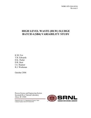 HIGH LEVEL WASTE SLUDGE BATCH 4 VARIABILITY STUDY