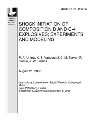 SHOCK INITIATION OF COMPOSITION B AND C-4 EXPLOSIVES; EXPERIMENTS AND MODELING