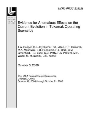 Evidence for Anomalous Effects on the Current Evolution in Tokamak Operating Scenarios