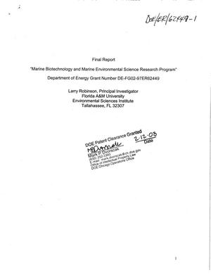 Marine Biotechnology and Marine Environmental Science Research Program