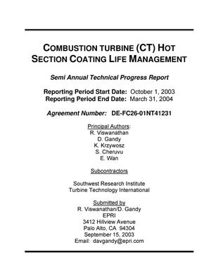Combustion Turbine (CT) Hot Section Coating Life Management