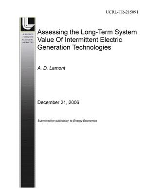 Assessing the Long-Term System Value of Intermittent Electric Generation Technologies