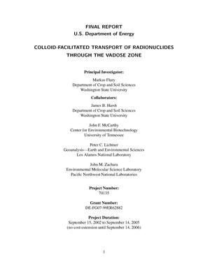 Colloid-Facilitated Transport of Radionuclides Through The Vadose Zone
