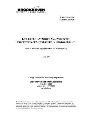 LIFE CYCLE INVENTORY ANALYSIS IN THE PRODUCTION OF METALS USED IN PHOTOVOLTAICS.