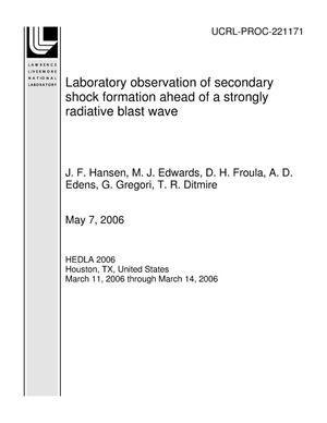 Laboratory observation of secondary shock formation ahead of a strongly radiative blast wave