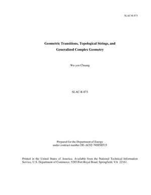 Geometric Transitions, Topological Strings, and Generalized Complex Geometry