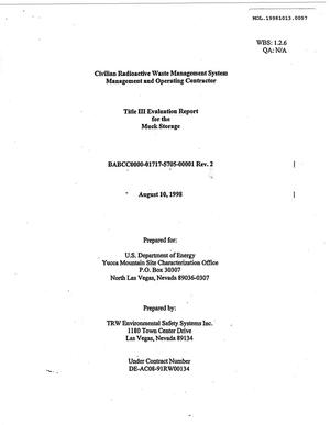 Title III Evaluation Report for the Muck Storage