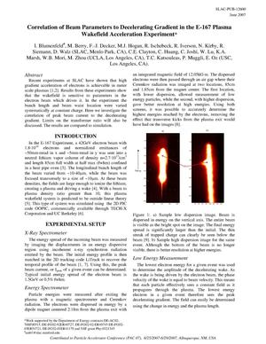 Correlation of Beam Parameters to Decelerating Gradient in the E-167 Plasma Wakefield Acceleration Experiment